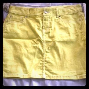 Bright Yellow Jean skirt.